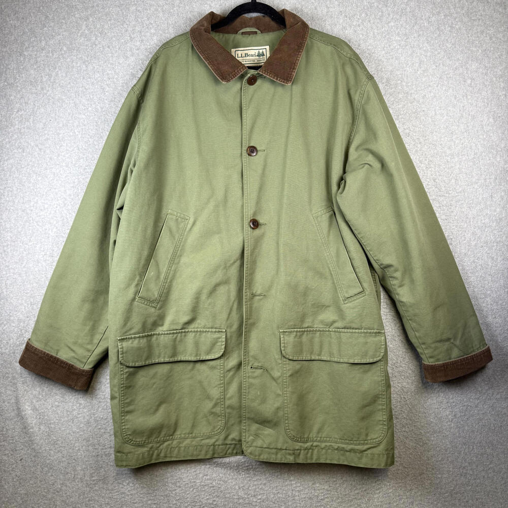 Vintage 90s L.L. Bean Men's Size XL Tall Oversized Soft Green Trench Coat Jacket